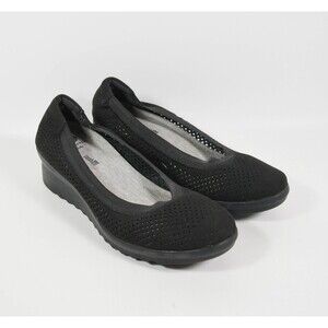 Clarks Cloud Steppers Caddell Trail Platform Wedge Shoes Black Loafers Sz 6.5W